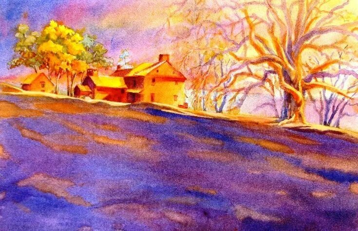 January 2009 Painting Project: A Color and Its Complementary Landscape drawings,