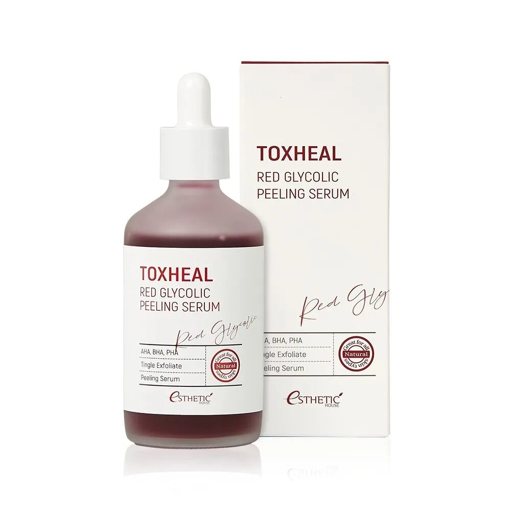 Пилинг house. Toxheal red glycolic peeling serum. esthetic house red glycolic peeling serum. пилинг-сыворотка гликолевая esthetic house toxheal red glycolic peeling serum,100мл. кислотный пилинг toxheal.