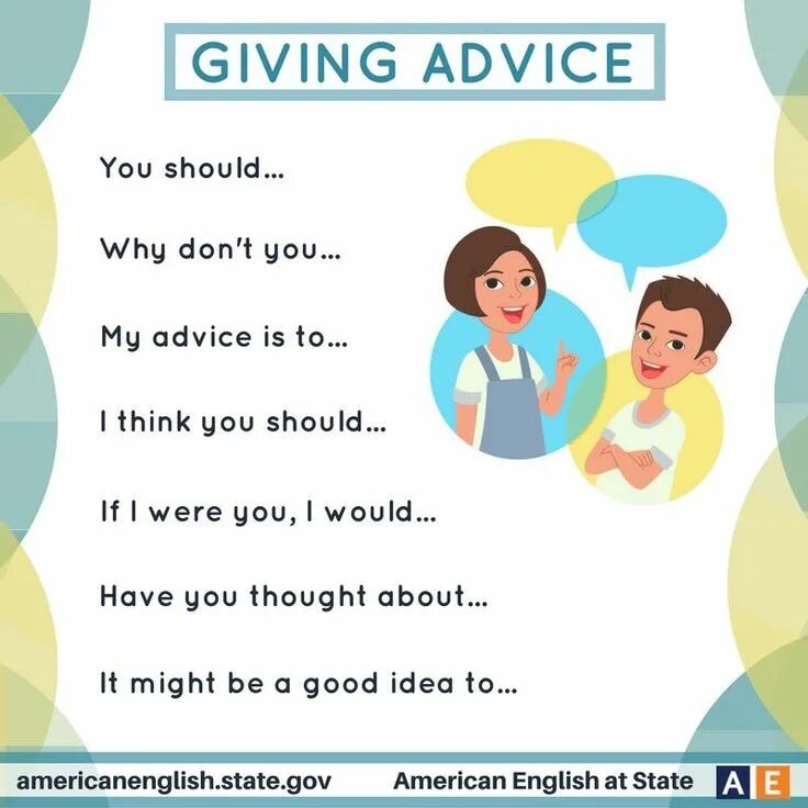 Giving advice. Giving advice phrases. To give advice. Should giving advice. Speaking situations