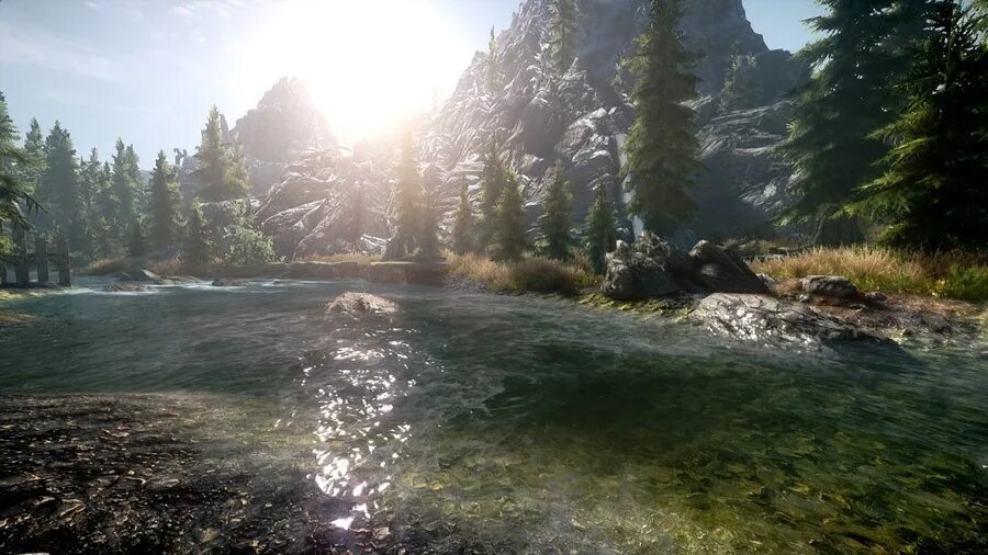 Skyrim se nature. Реалистичные скриншоты. Деревня лесная скайрим. Скайримский пейзаж. Пейзажи в скайриме.