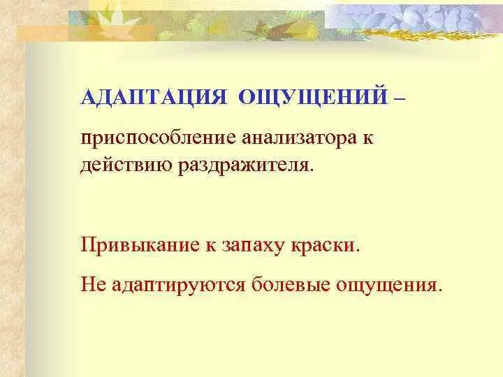 Адаптация ощущений. Адаптация ощущений