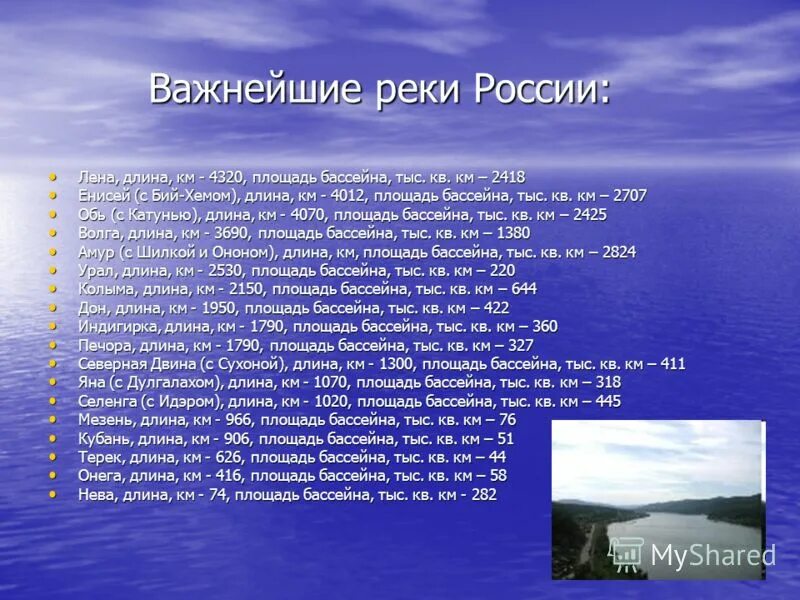 Характеристика российских рек. Реки России описание. Площадь бассейна реки Лена. Реки России доклад. Река Лена краткое описание.