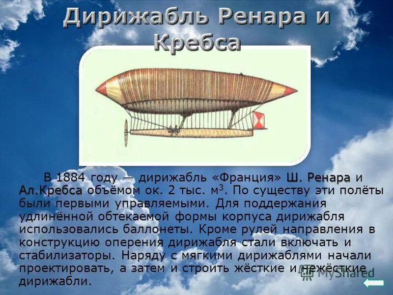 Дирижабль сообщение по физике. Дирижабль франция 1884. дирижабль ренара и кребса. воздухоплавание физика дирижабль. история воздухоплавания.