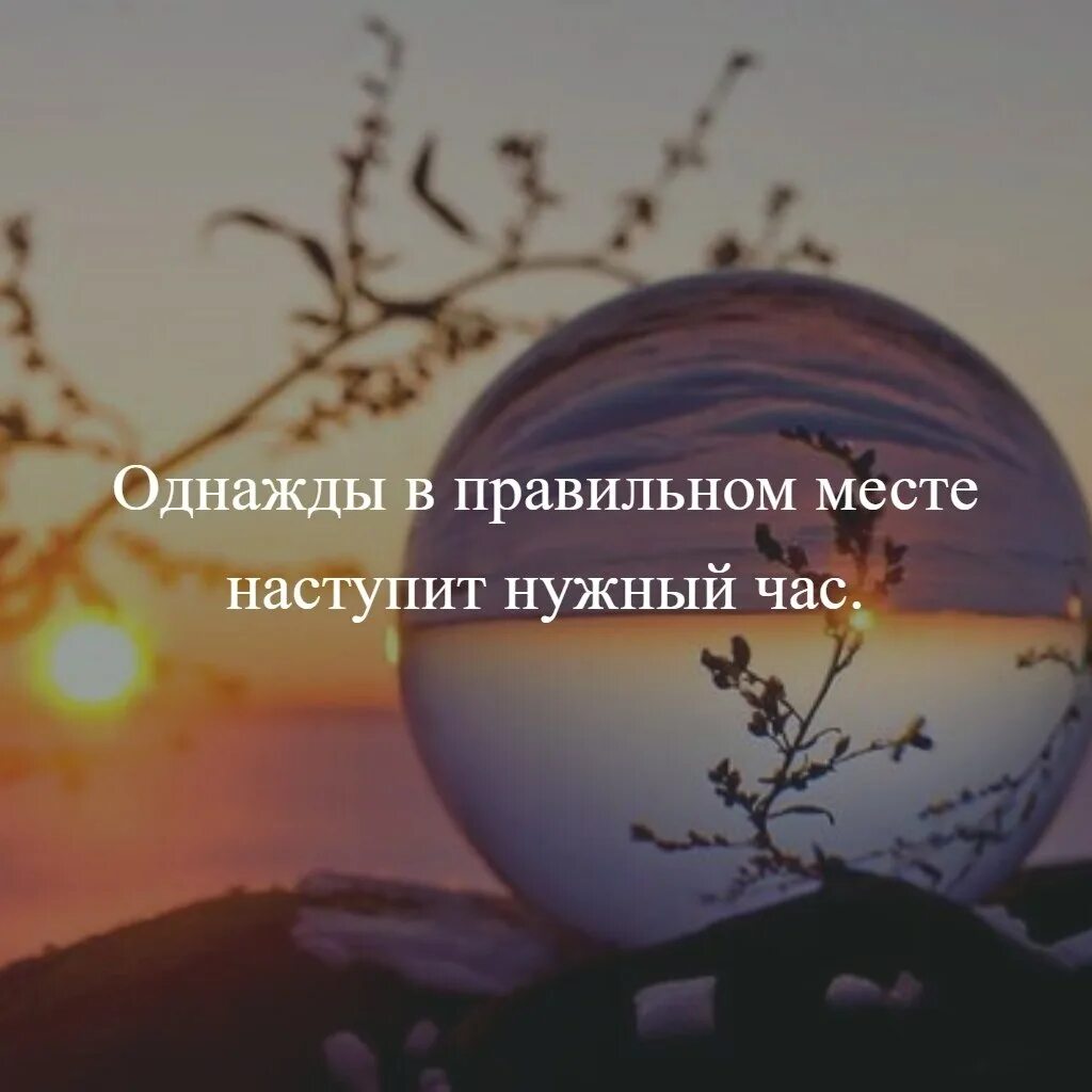 Настанет время настанет час. Однажды в правильном месте наступит нужный час. В нужном месте в нужный час. Быть в нужном месте в нужное время. Все происходит в нужное время и в правильном месте.