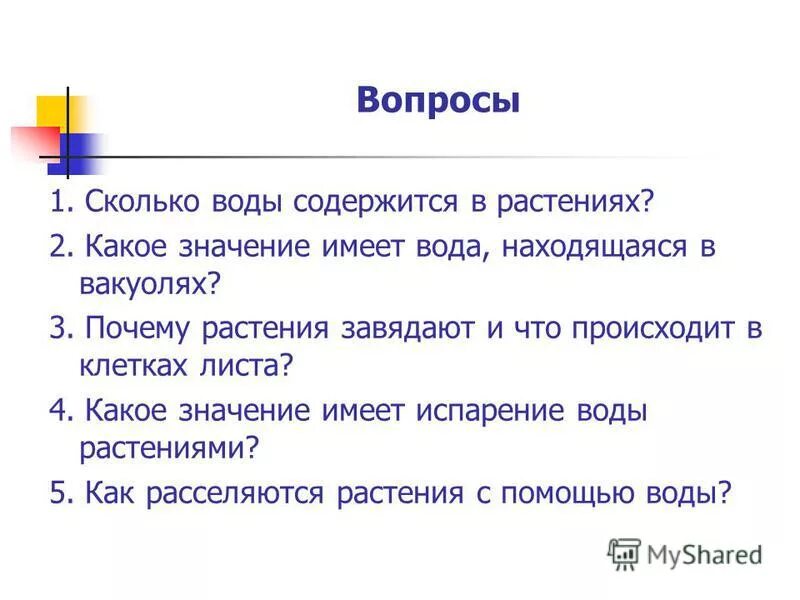 Какое значение имеет испарение для растений кратко. Какое значение имеет лист и какую работу выполняет. Почему при избытке воды растения завядают.