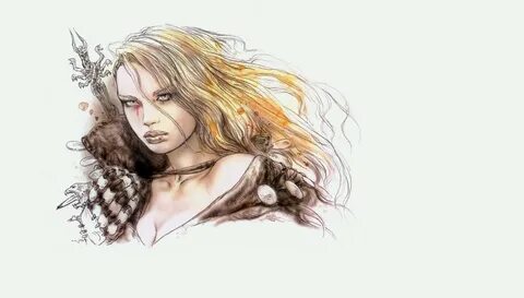 Нарисованная девушка на белом фоне