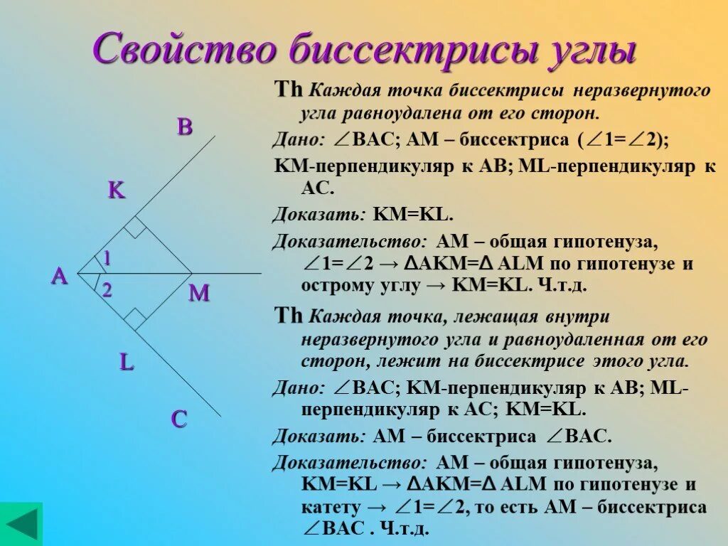 Каждая точка биссектрисы равноудалена. Свойство биссектрисы неразвернутого угла доказательство. Свойство биссектрисы угла. Доказать свойство биссектрисы угла. Свойство биссектрисы угла доказательство.