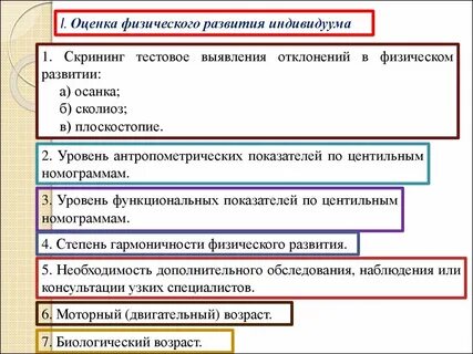 Оценка уровня достигнутого физического развития