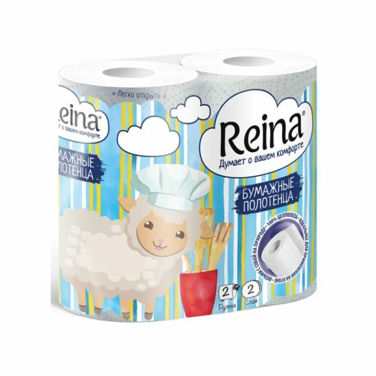 Полотенца бумажные Reina 2шт 2сл. Туалетная бумага Sunday 2-х слойная белая 4шт. Reina полотенце бумажное (*2шт) (*12уп). Полотенца бумажные "Reina" 2 х слойные (2шт).