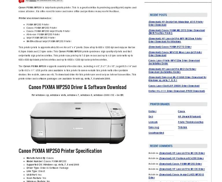 Canon pixma коды ошибок. Инструкция к принтеру Canon PIXMA mp250. Принтер Canon PIXMA mp250. Принтер Canon PIXMA 250. Принтер пиксма МП 250.