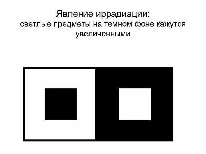 Иррадиация возникает при. Явление иррадиации. Иррадиация иллюзия. Оптическая иррадиация. Эффект иррадиации.