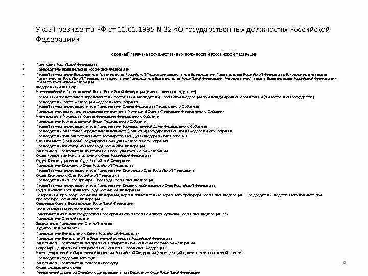 Указ 32 о государственных должностях. Указ президента о гос должностях. сводный перечень должностей рф. гос должности рф список. указ президента 32 должности.