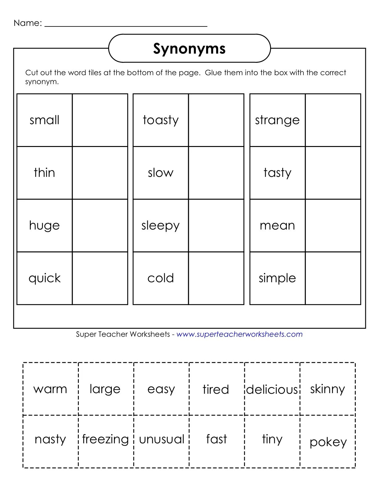 Synonyms exercises. Synonyms and antonyms worksheets. antonyms worksheets for kids. synonyms worksheets for kids. www.superteacherworksheets.com.