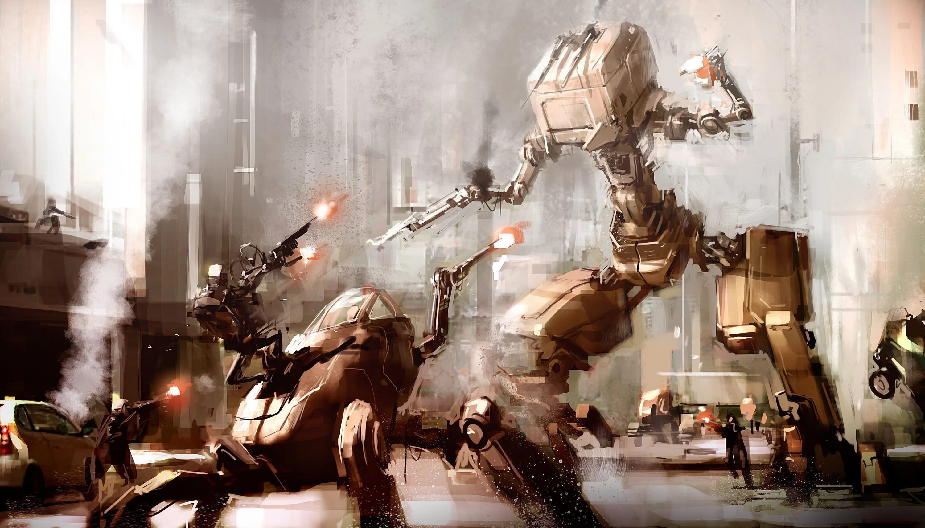 Нападение роботов. Боевые роботы. Футуристические роботы. Роботы будущего.