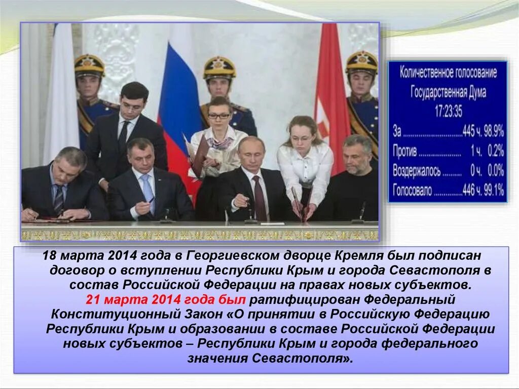 Присоединение Крыма к Российской Федерации. Вступление Крыма в состав России. Федеральный закон о городе севастополе