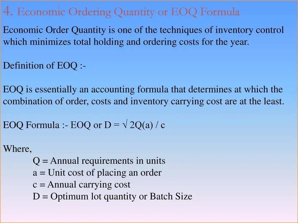 Orders quantity. Economic order Quantity формула. EOQ формула. Модель EOQ формула. EOQ формула расчета.