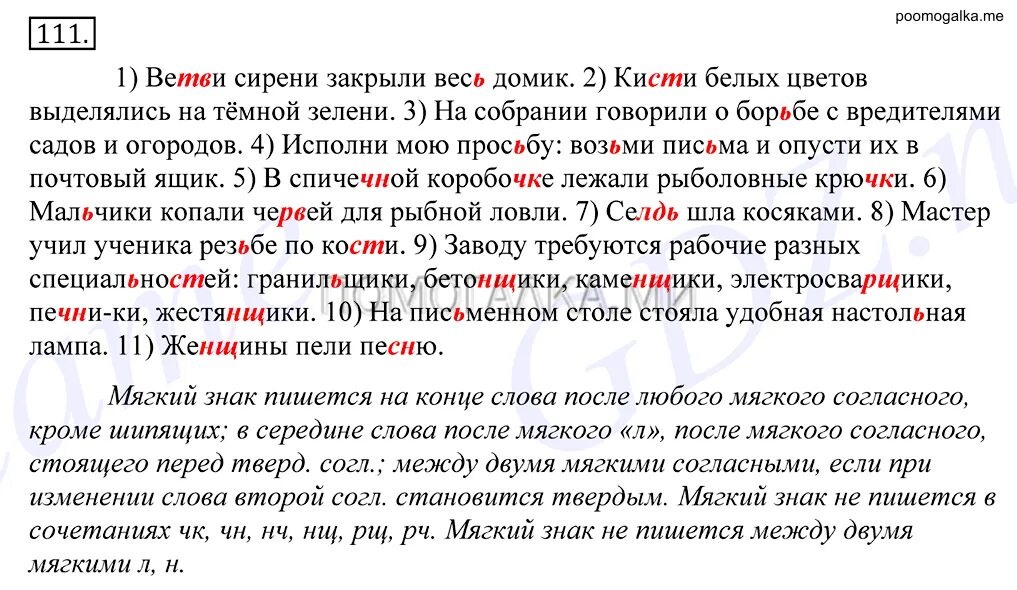 Русский язык 10 класс номер 86. Русский язык 10 класс 111 упражнение. Спишите объясните устно написание ь ветви сирени. Ветви сирени закрыли весь домик.