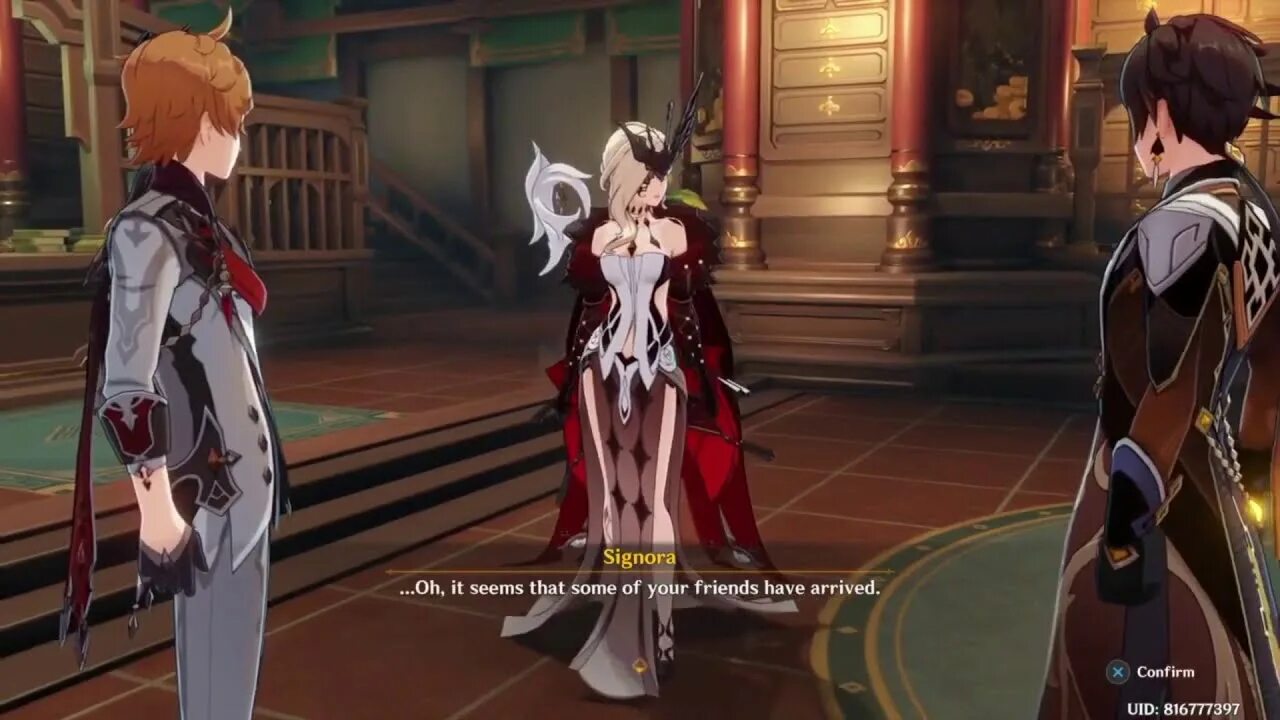 Signora theme. Синьора genshin impact. la signora x aether. genshin impact cutscenes. aether с высоким хвостом.