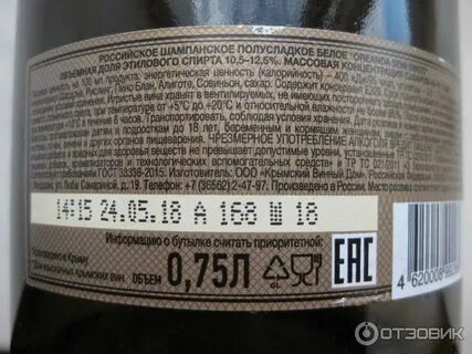 Калорийность шампанского