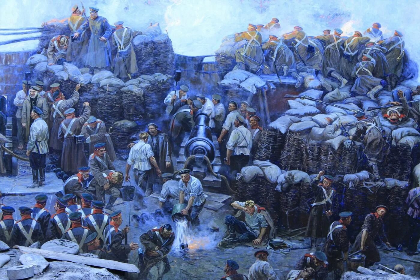 Картина оборона. Оборона Севастополя 1853-1855. Осада Севастополя 1854 1855. Оборона Севастополя 1853 1856 годов. Ф А Рубо оборона Севастополя.