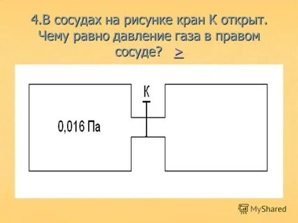 Чему равно давление газа в правом сосуде