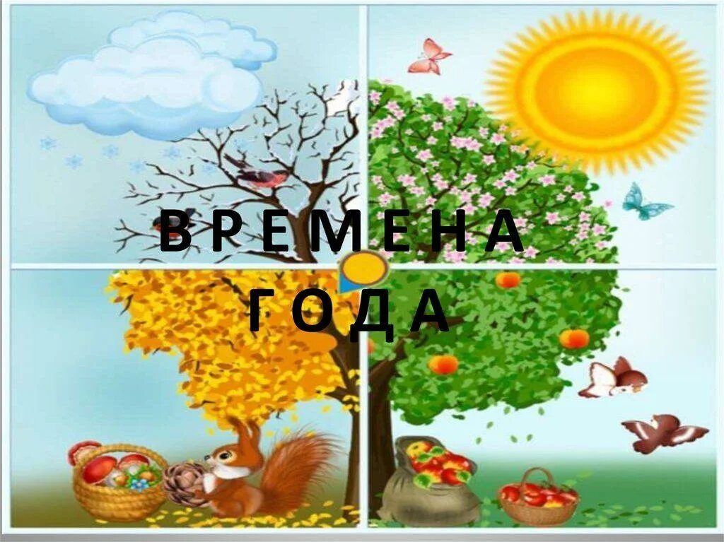 Надпись времена года. Пейзажи по временам года для дошкольников. Назови мне времена года. Модель времени для дошкольников. Времена года слайд.