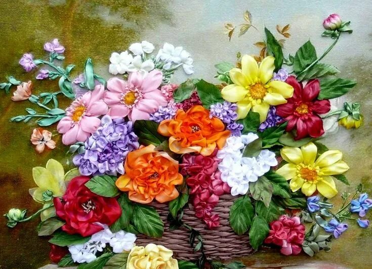 Вышивка лентами цветы. Вышивка лентами цветы. Мережка георгины. Вышивка лентами букеты цветов. Циния вышивка лентами.