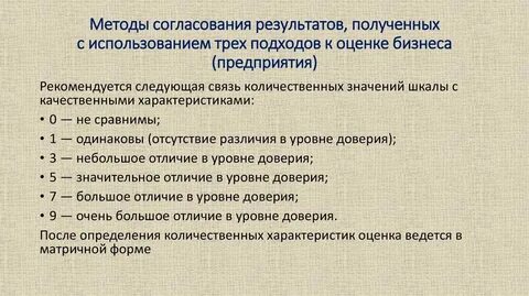 Методы согласования результатов оценки