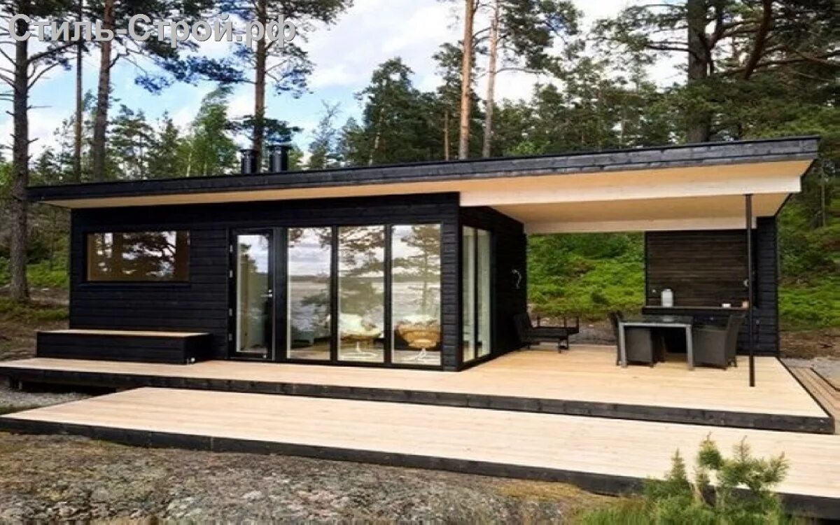деревянный дом с панорамным остеклением. проект бани из клееного бруса. одноэтажный дом с панорамными окнами. баня с односкатной крышей и панорамными окнами. финский дом хонка одноэтажный.