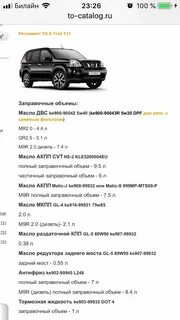 Объем масла в двигателе nissan x trail
