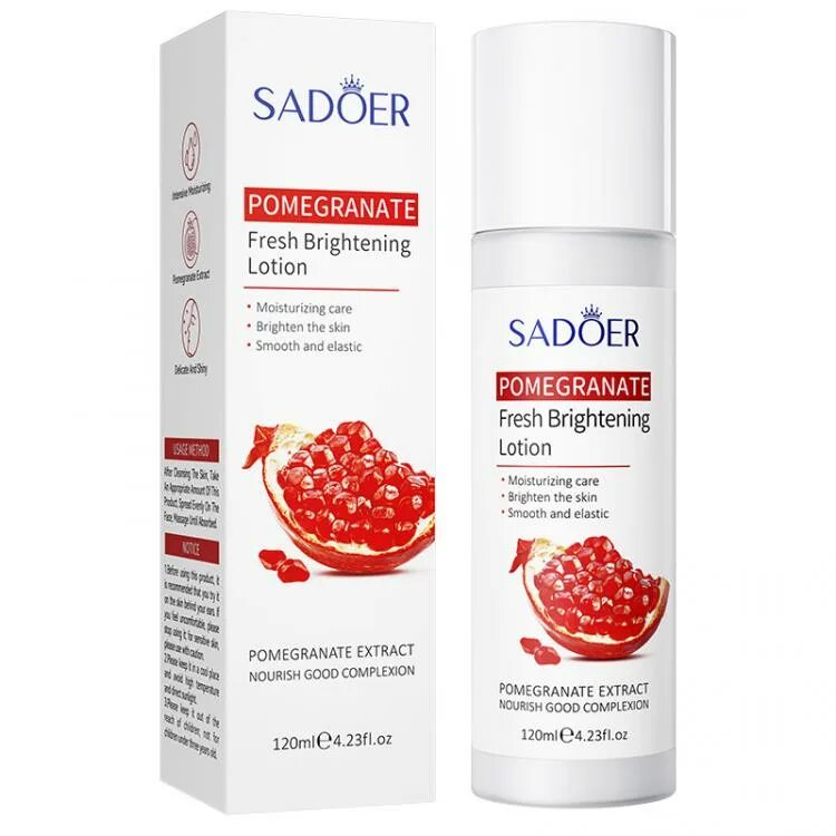 Сыворотка sadoer гранат. Sadoer тонер для лица с экстрактом граната Pomegranate Fresh Brightening Toner, 120мл. Sadoer крем для лица. Крем для лица осветляющий с гранатом sadoer.