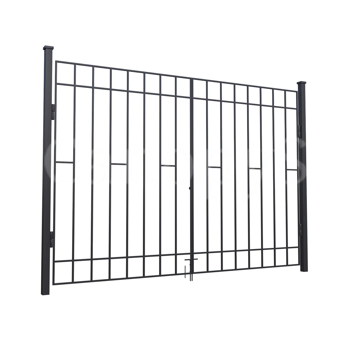 ворота решетчатые металлические. ворота решетчатые распашные. решетчатые ворота с калиткой. распашные ворота из профильной трубы с автоматикой. ворота распашные без заполнения 3500х2000 (по-01-8017).
