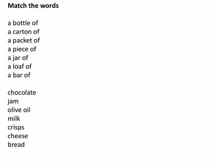 Match the words a carton of