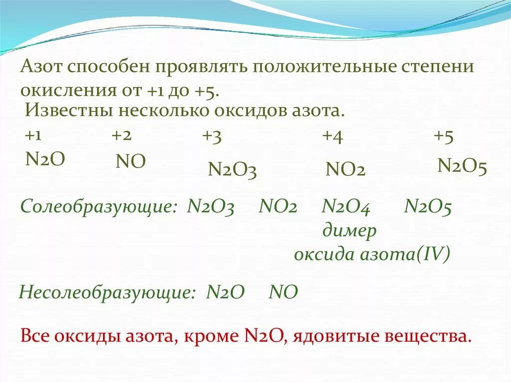 Формула соединения и степень окисления азота. Оксид азота 1 формула степень окисления. Азот со степенью окисления +1 +2 +3 +5. Азот может проявлять отрицательные степени окисления.