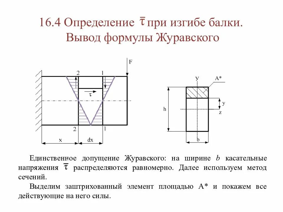 Напряжения в балке при изгибе. Касательное напряжение при изгибе формула Журавского. Формула определения касательного напряжения при изгибе. Формула Журавского при изгибе. Формула Журавского для двутавра.