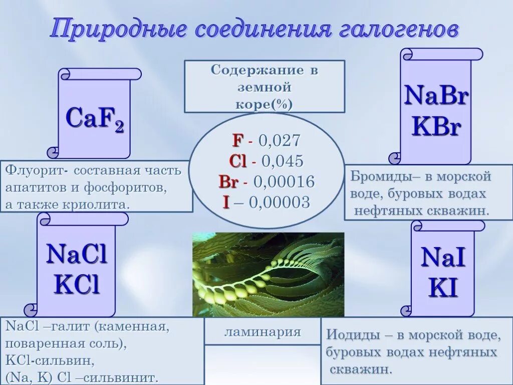 Значение галогенов и их соединений. Соединение галогенов 9 класс химия. природные соединения галогенов. важнейшие соединения галогенов. важнейшие природные соединения галогенов.