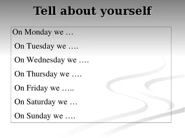 Well on monday we. On Monday on Tuesday on Wednesday. Meet on Sunday read on Monday. Стихотворение we meet on Monday. On Thursday.