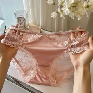Sexy Satin Panties Seamless Ice Silk Underwear Girls Hollow Out French Unde...