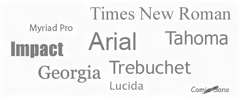 Myriad Roman. Verdana sans serif