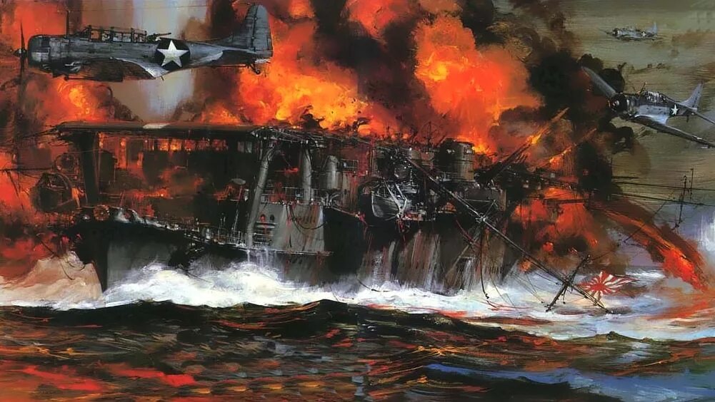 Вторая мировая война япония перл харбор. Сражения сша и японии. Бой у атолла мидуэй 1942. Сражение у атолла мидуэй. Битва за мидуэй японский авианосец.