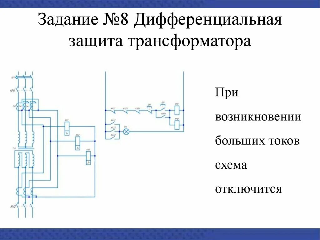 Схемы защиты трансформатора. Схема токовых цепей дифференциальной защиты трансформатора. Схема дифференциальной защиты двухобмоточного трансформатора. Продольная токовая дифференциальная защита схема. Схема дифференциальной защиты ошиновки трансформатора.