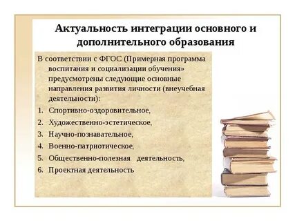 Интеграция программ дополнительного образования