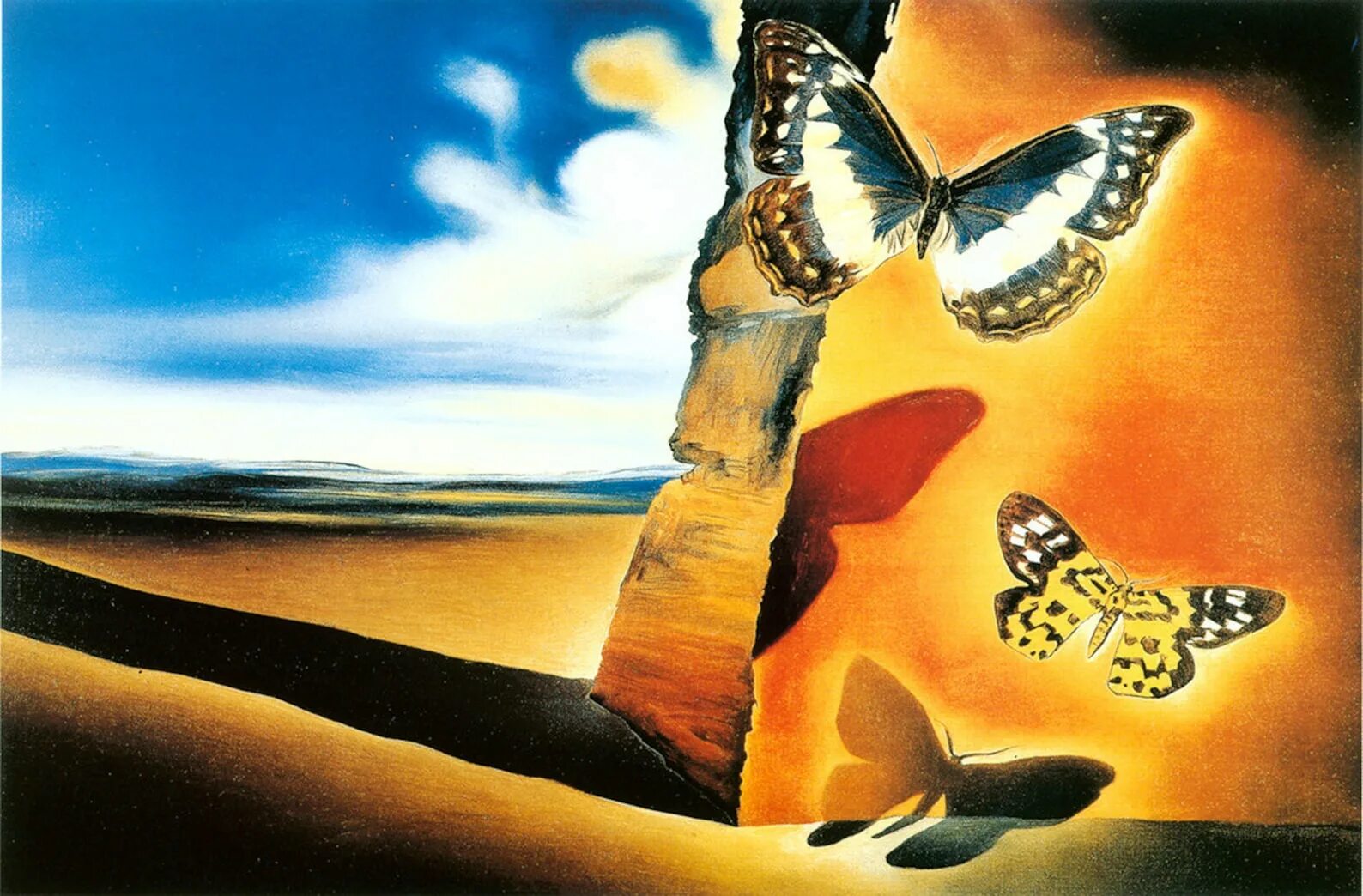 Дали просто слушать. Salvador Dali картины. Salvador Dali Butterfly. Сальвадор дали ландшафт с бабочками. Дали Сальвадор картины бабочки.