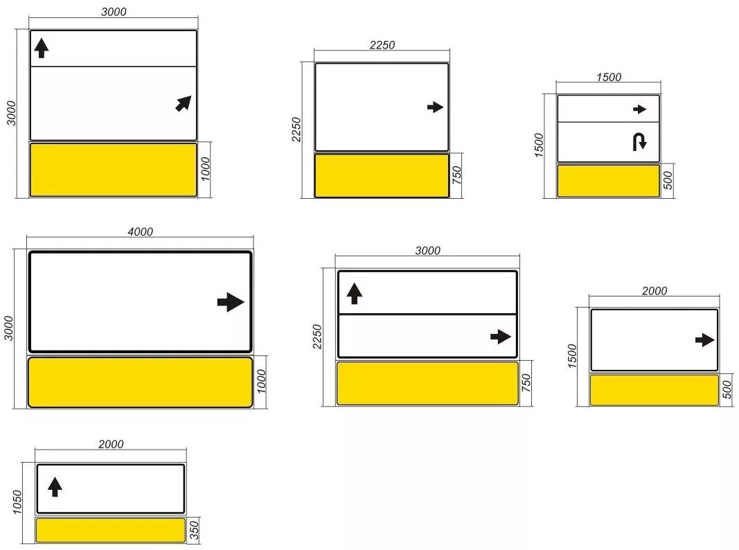 Дорожный знак 6.10. Указатель направления 6.10.1 типоразмер. Размеры дорожных указателей. Знак указатель. Дорожные указатели рекламные ГОСТ.