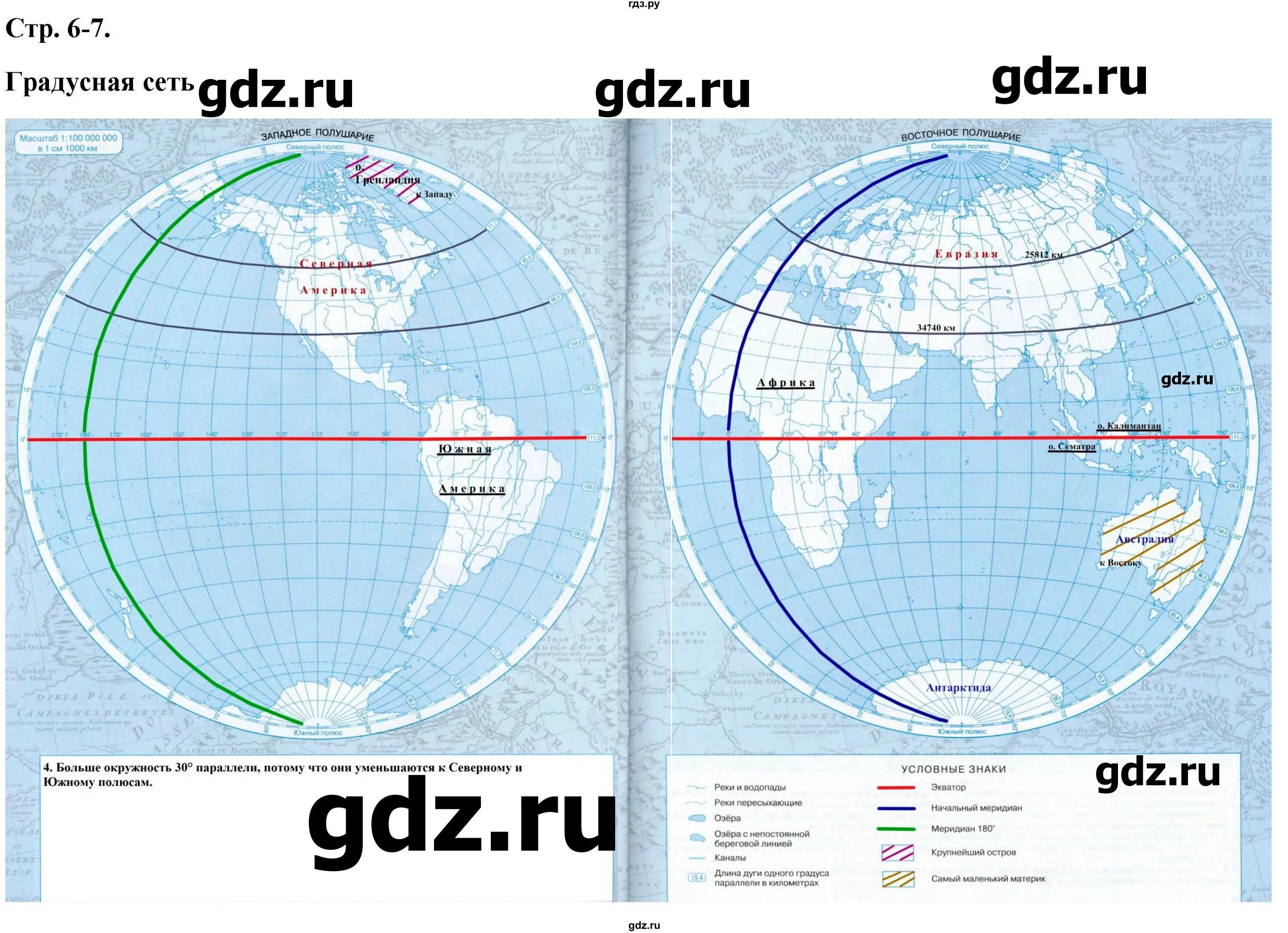 Градусная сеть 5 класс контурная карта ответы