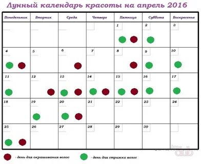 лунный календарь на апрель 2024г окрашивание волос