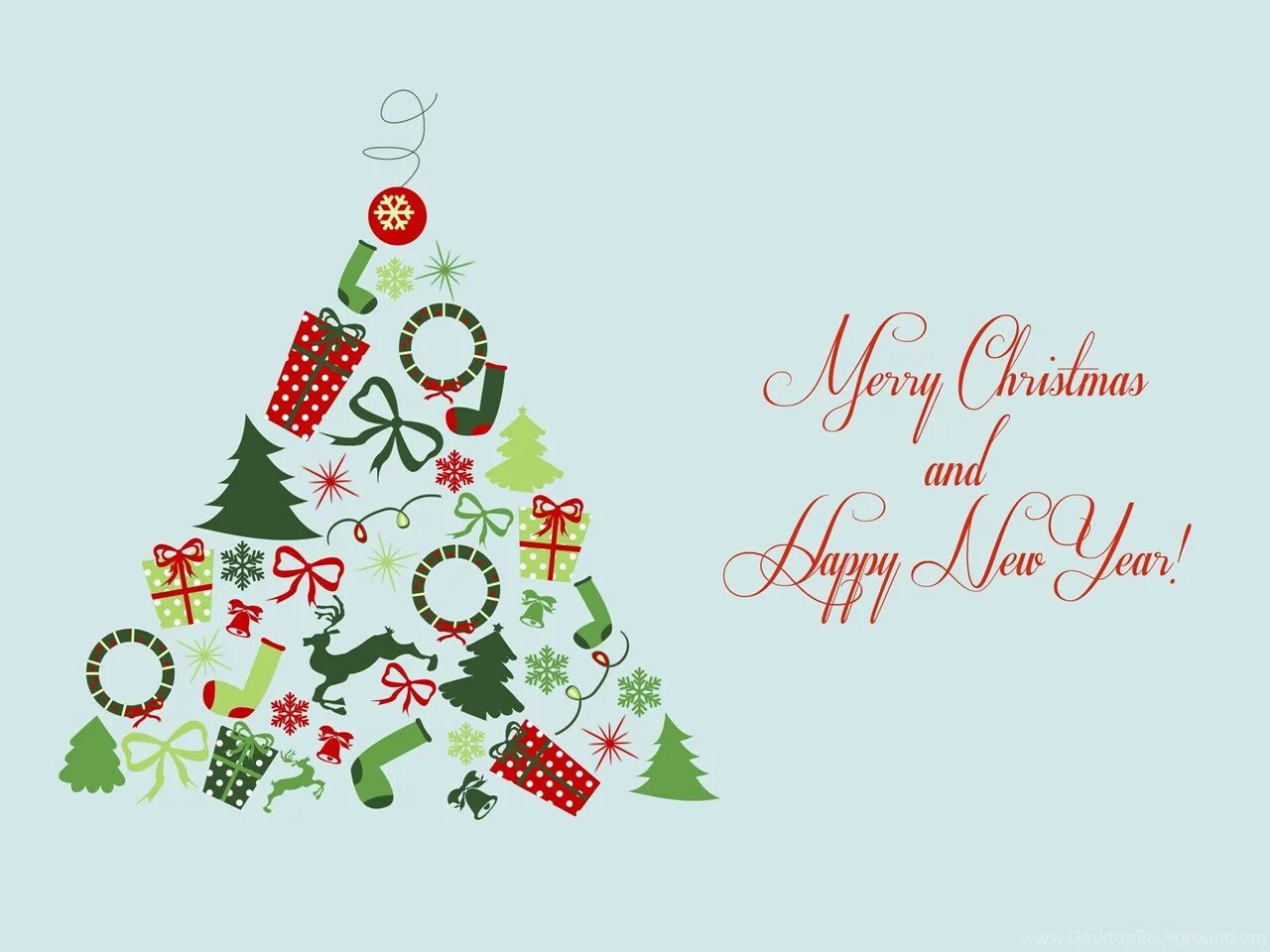 Happy new year and merry christmas открытки