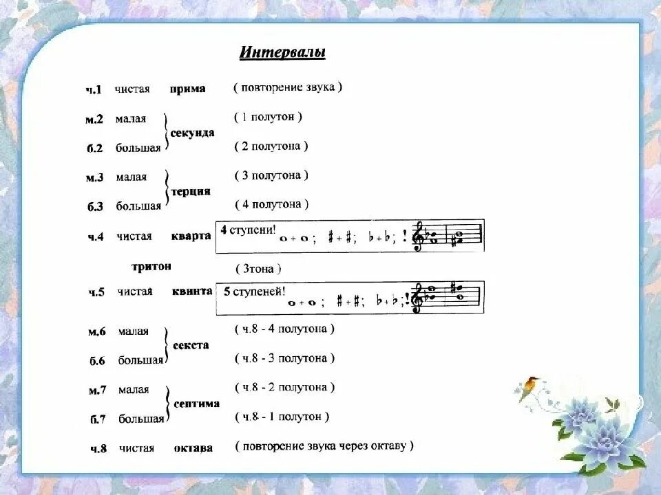 Какой звук чистый. Сольфеджио Прима секунда Терция Кварта Квинта. Интервалы Прима секунда Терция. Интервалы сольфеджио 1 класс. Таблица интервалов от звука до.