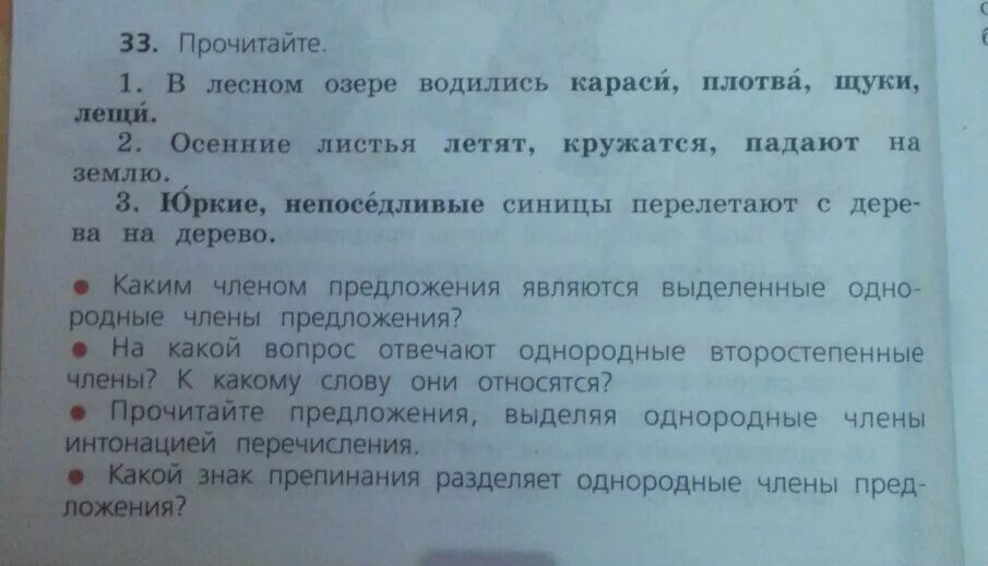 Каким членом предложения являются слова юркие, непоседливые. Дорога шла лес озера