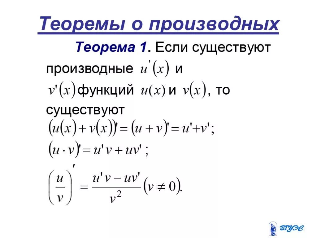 Частные произведения функции. Производная функции. Теорема о производной. Производная сложной функции. Производная теорема.